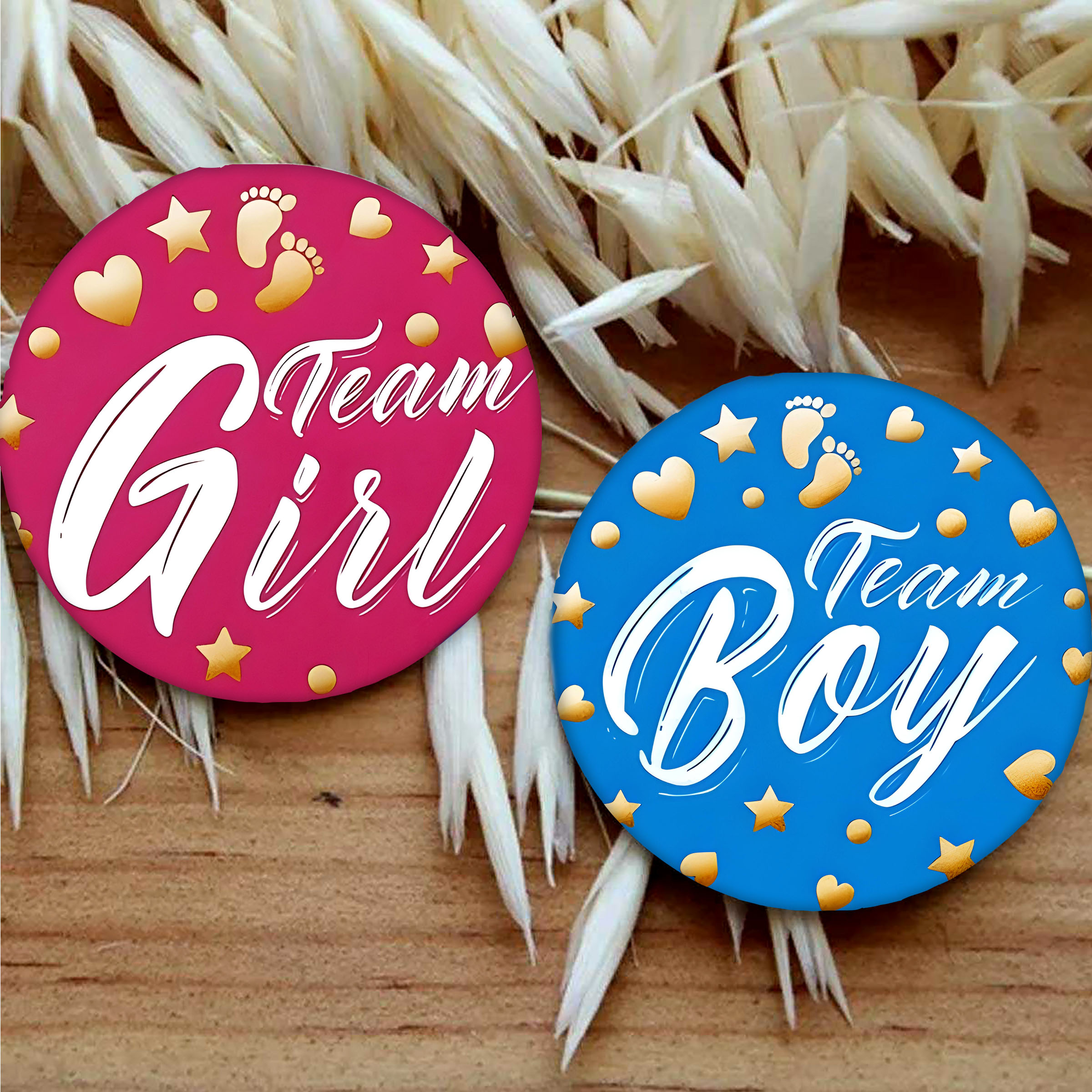 061 Baby Shower Badges – Team Boy &amp; Girl – Sky Gift